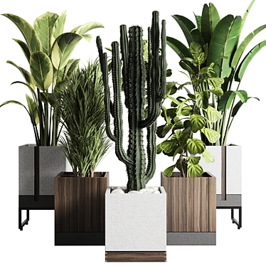 163-Piece Plant Box: Wooden & Concrete Indoor/Outdoor Vase Collection 3D model image 1 