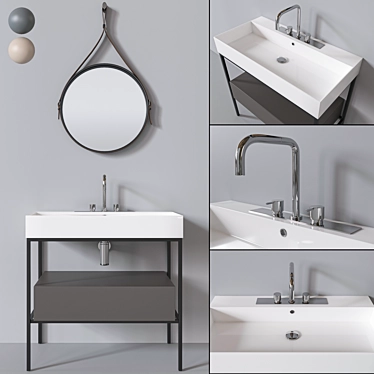 Galassia Furniture Set: Sink, Mirror, Furniture 3D model image 1 