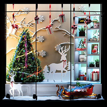 Festive Gift Shop Display 3D model image 1 