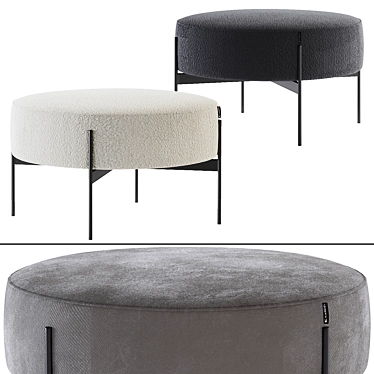 Kardiel Dot Fabric Ottoman: Stylish and Versatile 3D model image 1 