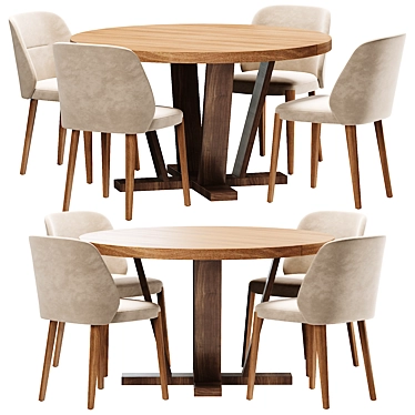 Elegant Concha Aura Dining Set 3D model image 1 