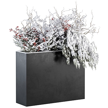 Snowy Boxed Outdoor Plant Set 3D model image 1 
