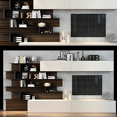 Modern Sectional TV Wall Unit 3D model image 1 