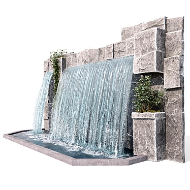 Serene Escape: Large Waterfall 3D model image 1 