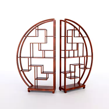 Antique Round Chinese Shelf 3D model image 1 