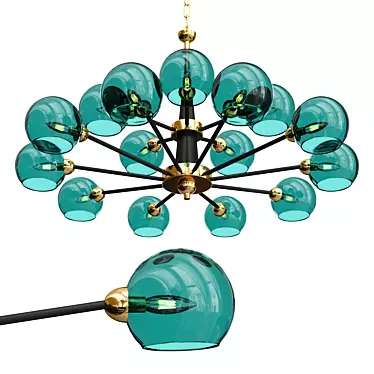 Thalia Blue Glass Chandelier: Elegant Lighting Solution 3D model image 1 