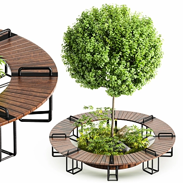 Modern Wooden Park Bench 3D model image 1 