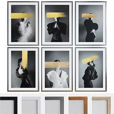 Modern Black and White Portrait Picture Frame Set 3D model image 1 