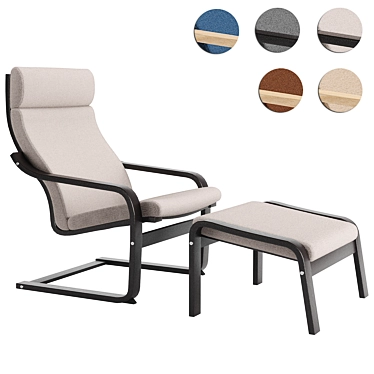 IKEA Poang Chair and Footstool Set 3D model image 1 