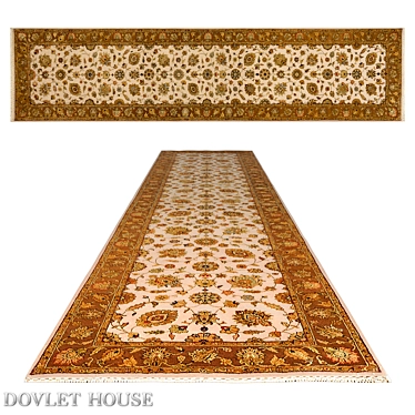 Luxury Silk and Wool Carpet Runner 3D model image 1 