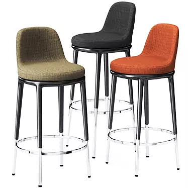 Caratos High Bar Stool: Luxurious and Stylish 3D model image 1 