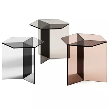 Isom Tall Multicolor Glass Side Table 3D model image 1 