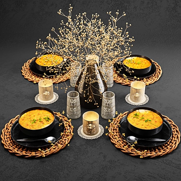 Elegant Tableware Set 3D model image 1 