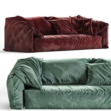 Elegant Velour Sofa 3D model image 1 