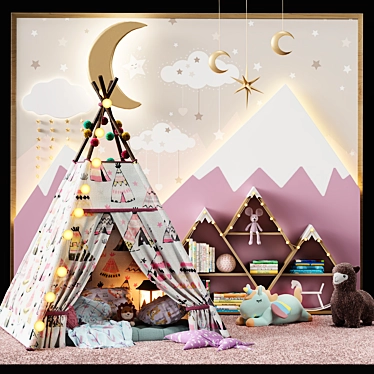 Title: Glamourous Wigwam Childroom Decor 3D model image 1 