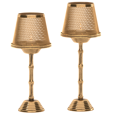 Vintage Brass Candle Holders Set 3D model image 1 