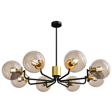 Radial Brass and Black Chandelier 3D model image 1 