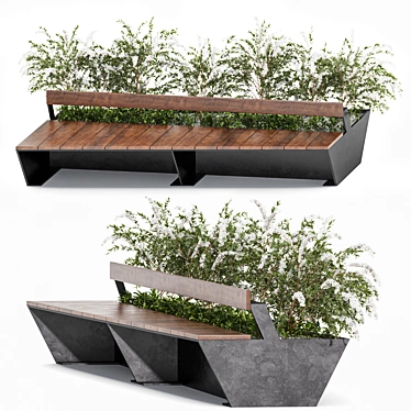 Modern Street Furniture Bench Set 3D model image 1 