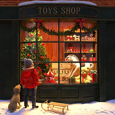 New Year&#39;s showcase of a toy store