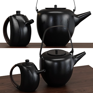 2-in-1 Teapot Set: 3 Materials 3D model image 1 