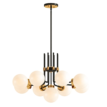 Modern Matte Black and Brass Chandelier 3D model image 1 