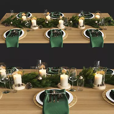 Festive Table Setting Set 3D model image 1 