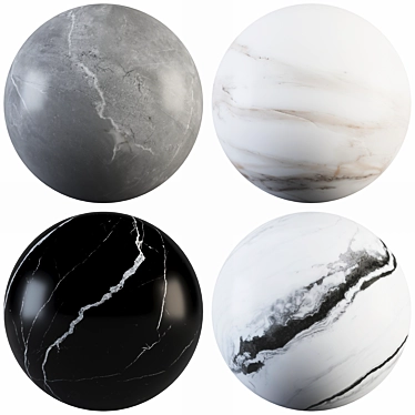 Marble Collection: Gray, White, Panda, Black 3D model image 1 