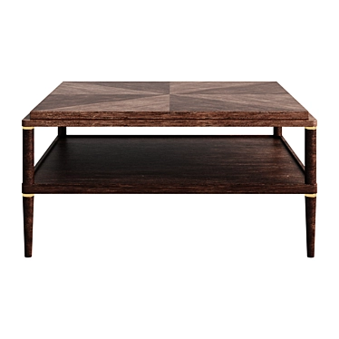 Pattern Oak Coffee Table - Solid Wood & Brass Decor 3D model image 1 