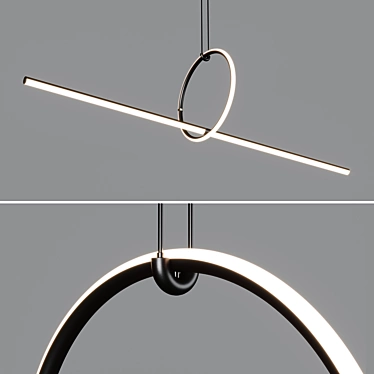 Minimal Circle and Line Light 3D model image 1 