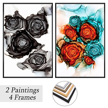 Elegant Art Set with Frame Options 3D model image 1 