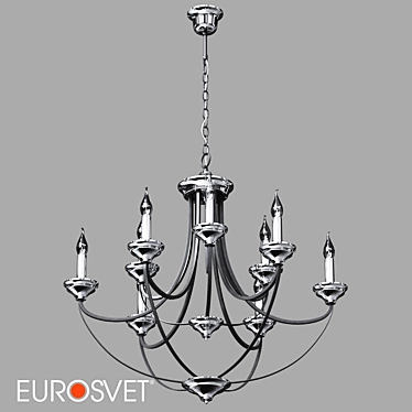 Eurosvet Lazzaro Chandelier - Chrome Hanging Loft Style 3D model image 1 