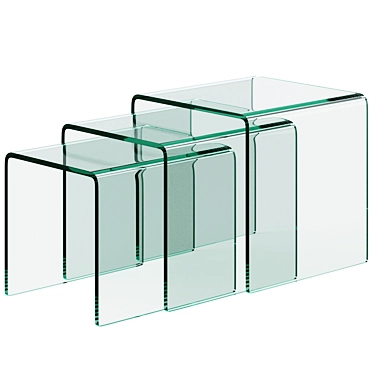 Sleek Clear Glass Nesting Tables by Kare Design 3D model image 1 