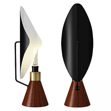 Sleek Metal and Wood Table Lamp 3D model image 1 