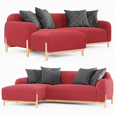 Modern MOLN Chaise Sofa: Real-life Size 3D model image 1 