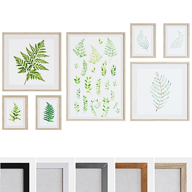 Title: Modern Leafy Picture Frame Set 3D model image 1 