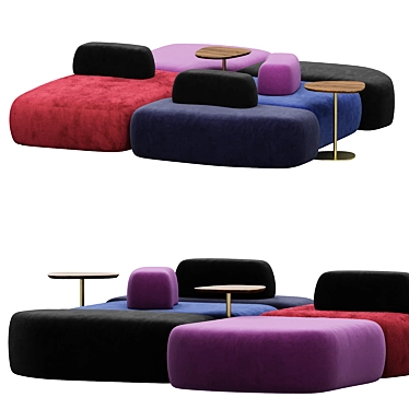 Elegant Pebble Sofa Set 3D model image 1 