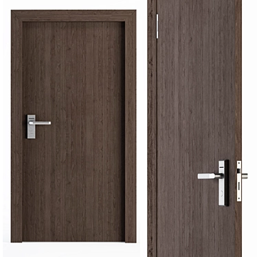 Elegant Steel and Dark Wood Door 3D model image 1 