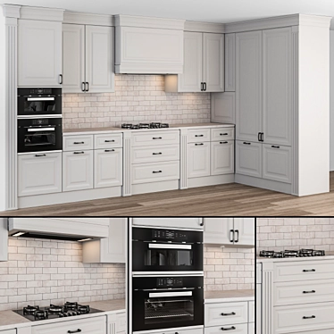 NeoClassic White Kitchen Set 3D model image 1 