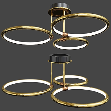 Modern LED Pendant: Metal Ring Shaped Lighting 3D model image 1 