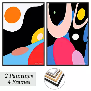 Title: Artful Impressions: 2 Paintings & 4 Frame Options 3D model image 1 