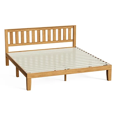 Rustic Charm Solid Wood Bed 3D model image 1 