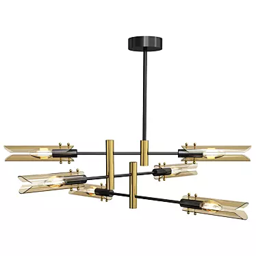 Nordic Black Glass Chandelier: Modern Ceiling Light 3D model image 1 