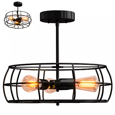 Rustic Industrial Cage Pendant 3D model image 1 