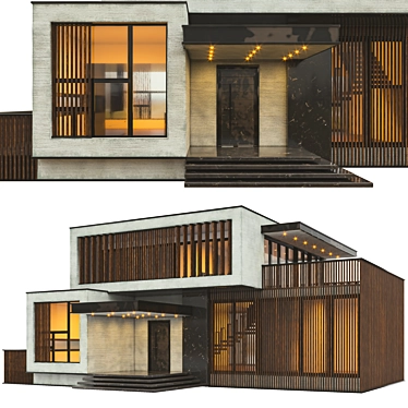 Contemporary White Villa: Modern Duplex with Spacious Interiors 3D model image 1 
