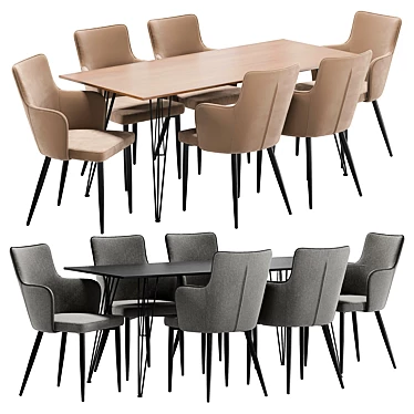 Modern Benza Dining Chair and Russo Table Set 3D model image 1 