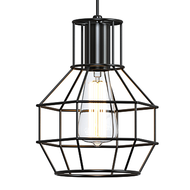 Sleek Iron Cage Pendant Light 3D model image 1 