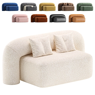 Luxurious Comfort: Artu Velvet and Leather Sofa Moss 3D model image 1 