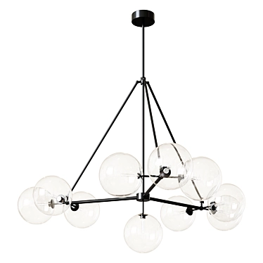 Elegant Bronze Chandelier with Clear Glass 3D model image 1 