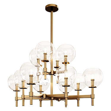 Elegant Antique Brass Chandelier 3D model image 1 