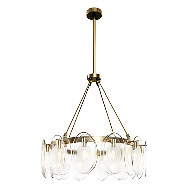 Antique Brass Bevelled Glass Chandelier 3D model image 1 